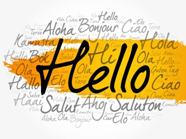 Merhaba farklı dillerde kelime bulutu