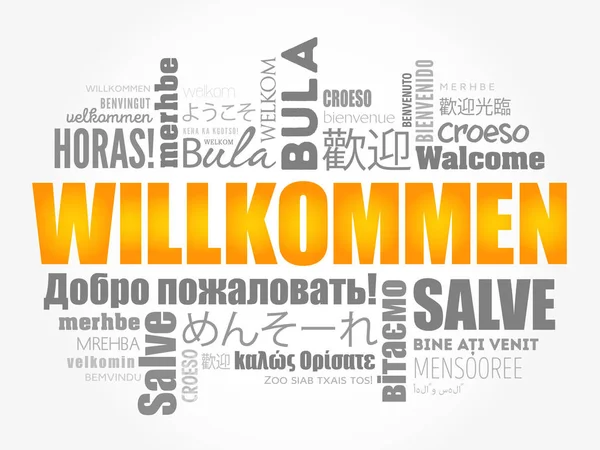 Willkommen, Welcome in German — Stockvector