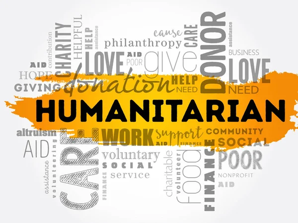 Palabra humanitaria nube collage — Archivo Imágenes Vectoriales