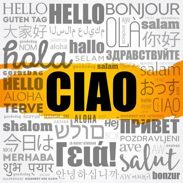 Ciao (Hej hälsning på italienska) word cloud — Stock vektor