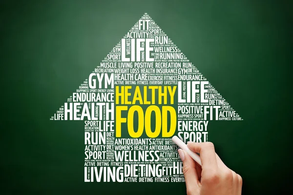 Healthy Food arrow word cloud collage — Stock Photo, Image