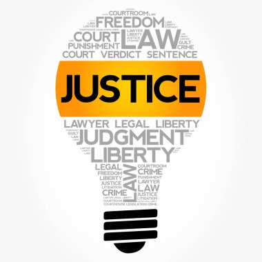 Adalet ampul kelime bulutu kolaj