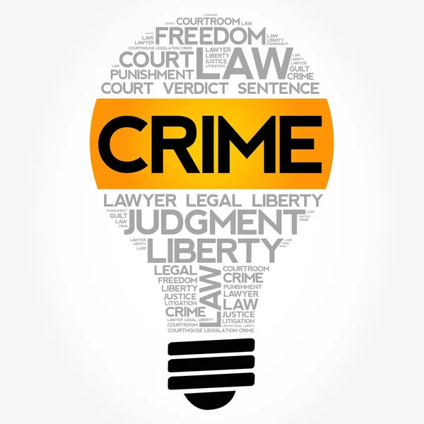 Crime bulb word cloud collage — Stock Vector