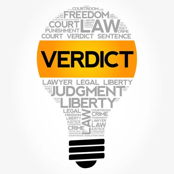 Verdict bulb word cloud collage — Stock Vector