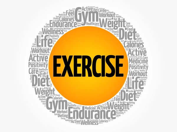 EXERCISE circle stamp word cloud — Stock Vector