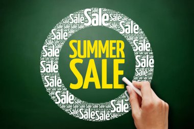 Yaz Satılık kelime bulutu kolaj