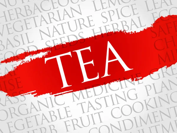 TEA palabra nube collage — Vector de stock