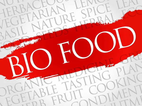 Bio élelmiszer szó felhő kollázs — Stock Vector