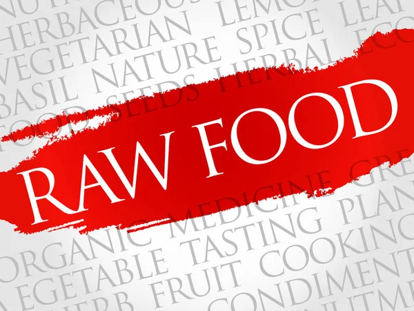 RAW FOOD palabra nube collage — Vector de stock