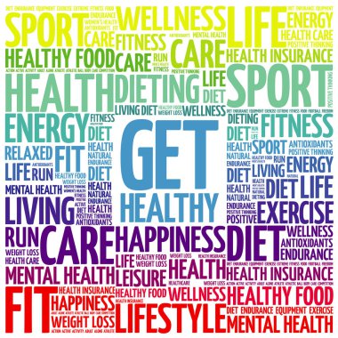 Sağlıklı kelime bulutu arka olsun