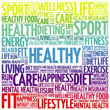 Sağlıklı kelime bulutu, fitness