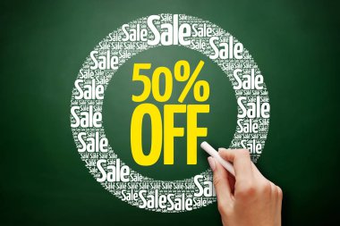 %50 off Satılık kelime bulutu kolaj