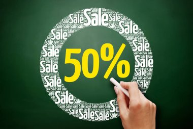 yüzde 50 satış kelime bulutu kolaj