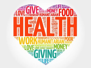 Sağlık kalp kelime bulutu kolaj