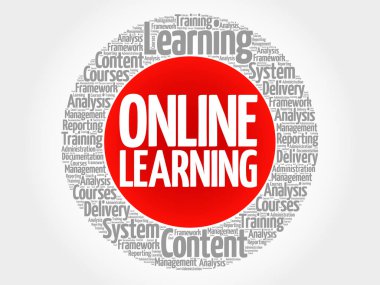 Online öğrenme daire kelime bulutu