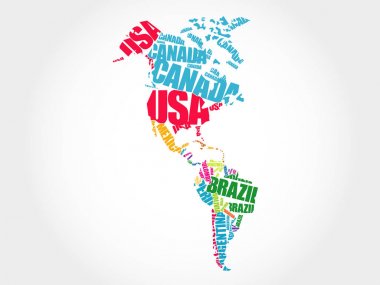 America Map in Typography word cloud clipart