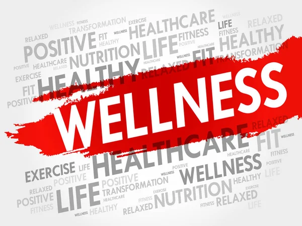 WELLNESS palavra nuvem colagem —  Vetores de Stock