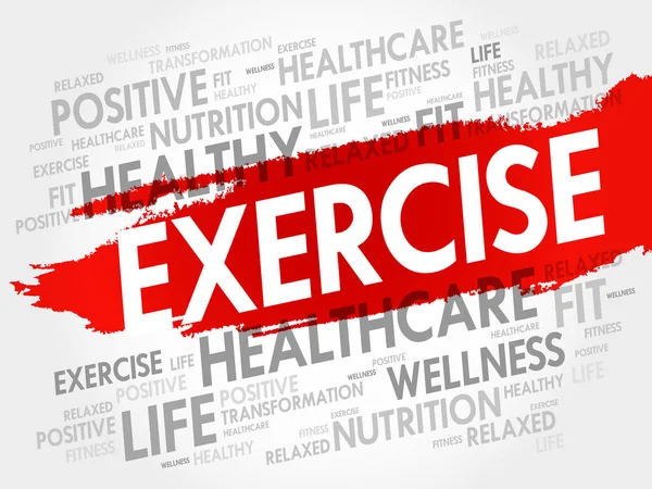 Exercício Nuvem Palavras Fitness Esporte Conceito Saúde — Vetor de Stock