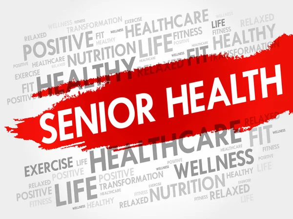 Senior gezondheid word cloud — Stockvector