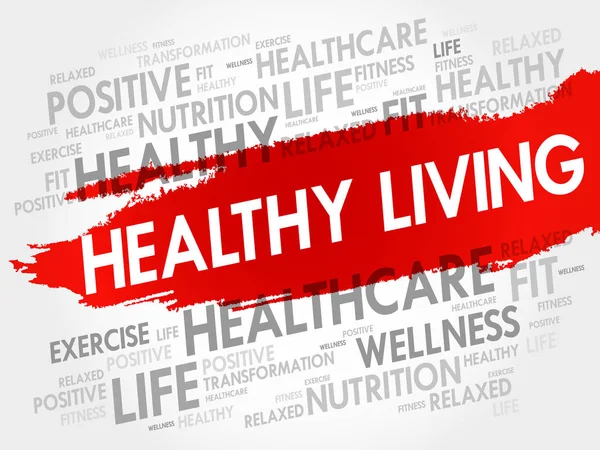 Healthy Living word cloud collage — Stock Vector