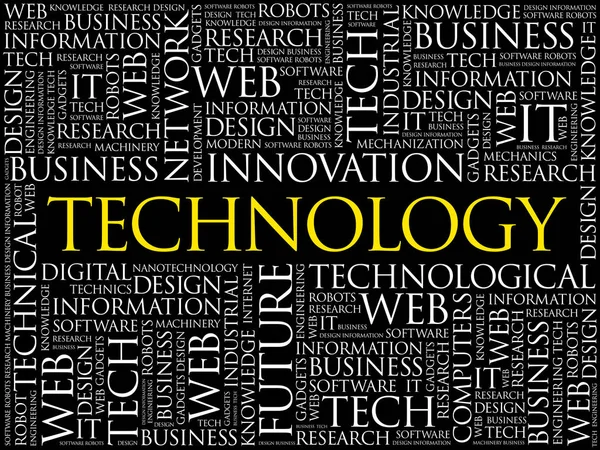 Tecnologia palavra nuvem colagem —  Vetores de Stock