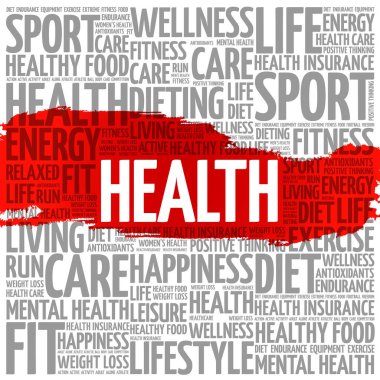 Sağlık kelime bulutu kolaj