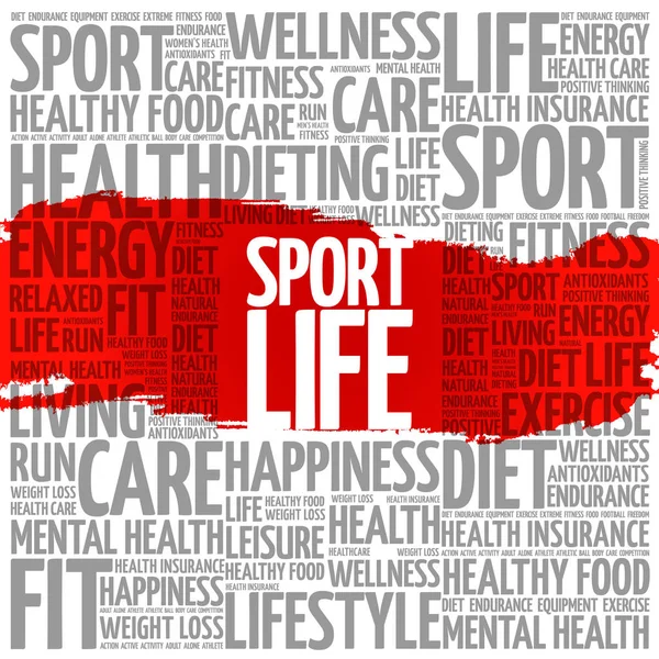 Облачный фон слова Sport Life — стоковый вектор