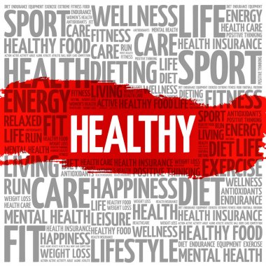 Sağlıklı kelime bulutu kolaj