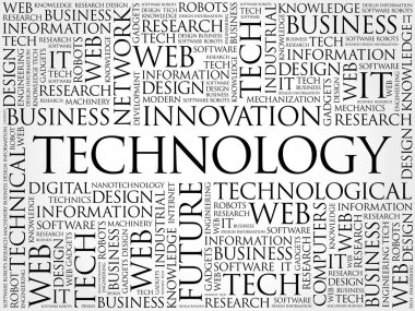 Teknoloji kelime bulutu kolaj
