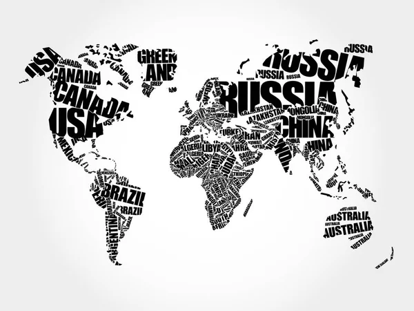 World Map in Typography — Stock Vector