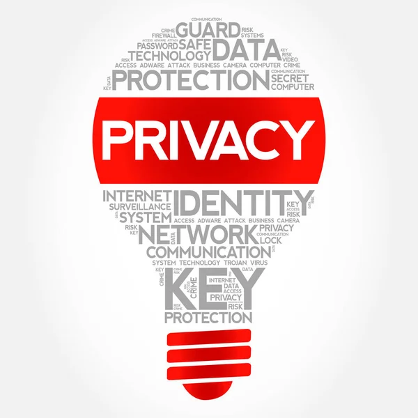 PRIVACY bulb word cloud collage — Stock Vector