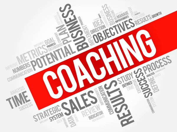 COACHING parola collage nuvola — Vettoriale Stock