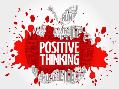 Positive thinking apple word cloud clipart