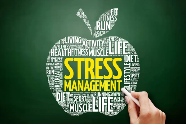 Stress Management apple word cloud — Stockfoto