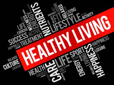 Sağlıklı yaşam kelime bulutu arka plan