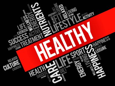 Sağlıklı kelime bulutu kolaj