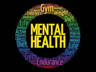 Ruh sağlığı daire damga kelime bulutu