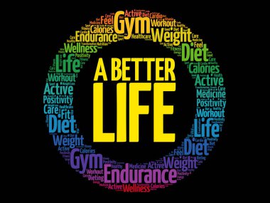 Daha iyi yaşam daire damga kelime bulutu