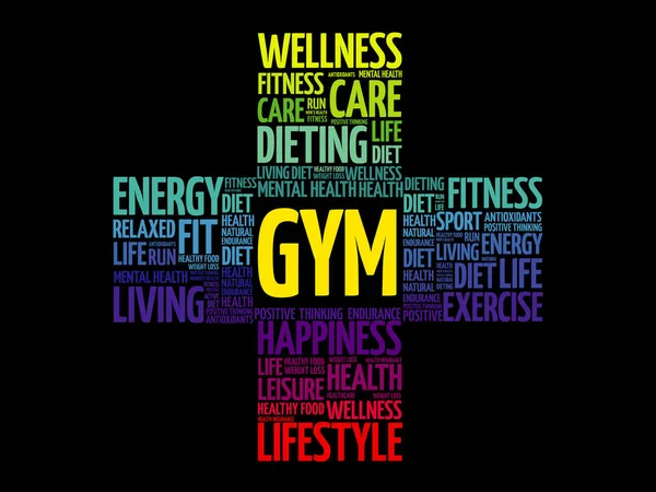 Gym cross word cloud collage — Stock Vector