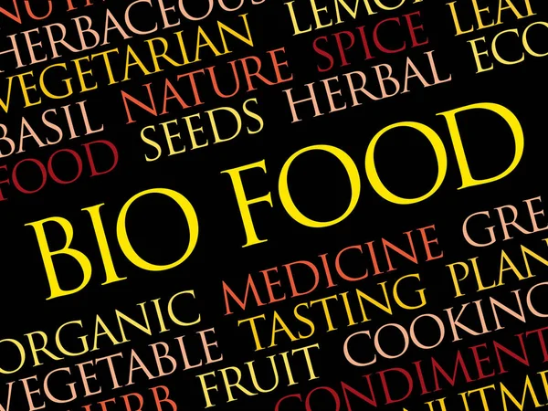 Bio potraviny slovo cloud koláž — Stockový vektor