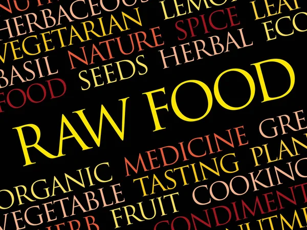 RAW FOOD palabra nube collage — Vector de stock