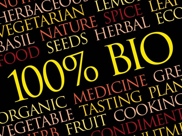 100 % bio szó felhő kollázs — Stock Vector