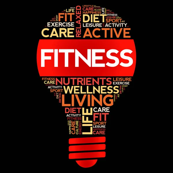 Fitness lamp word cloud collage — Stockvector