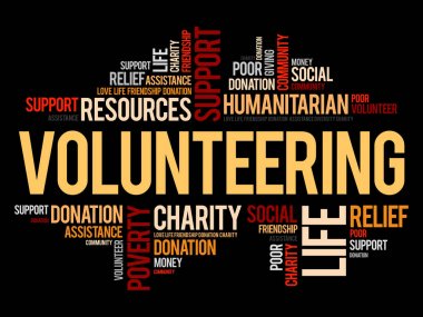 Kelime bulutu kolaj gönüllü