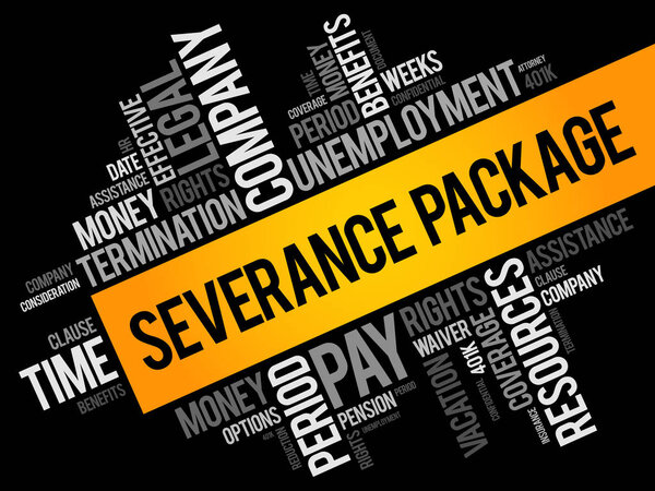 Severance package word cloud collage