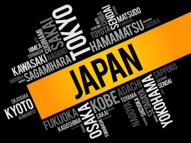 Japonya, kelime bulutu'daki şehirler listesi