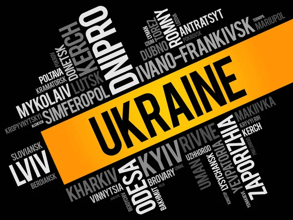 List of cities in Ukraine word cloud — Stock Vector