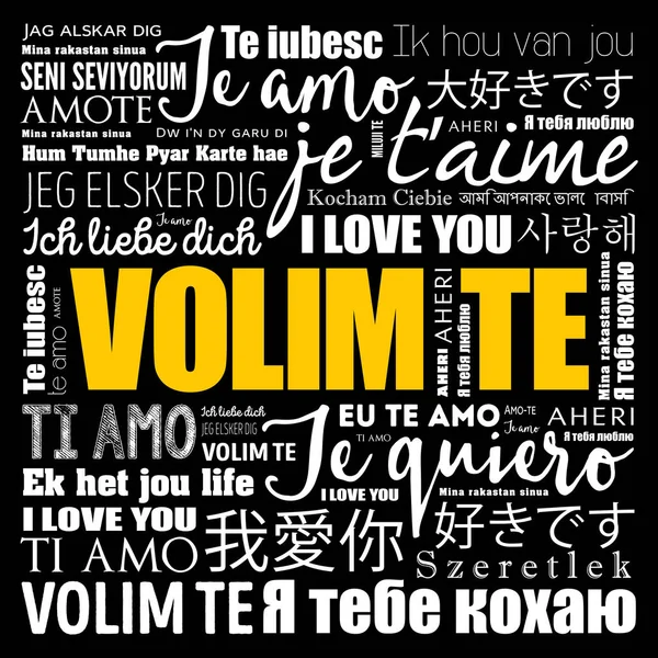 Volim te, (I Love You v chorvatštině) — Stockový vektor