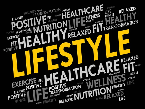 LIFESTYLE parola nuvola, fitness — Vettoriale Stock