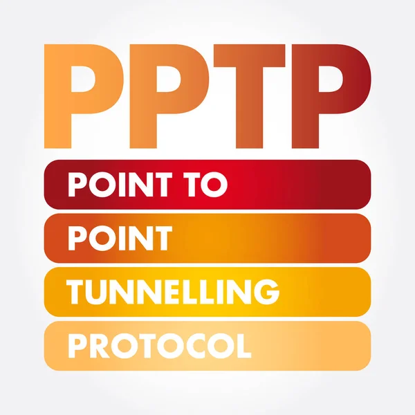 PPTP - Point to Point Tunnelling Protocol akronim - Stok Vektor